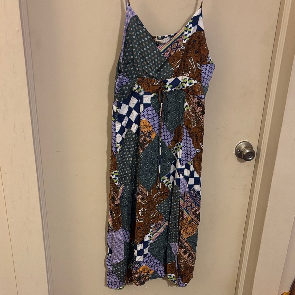 Colorful Patchwork Midi Dress